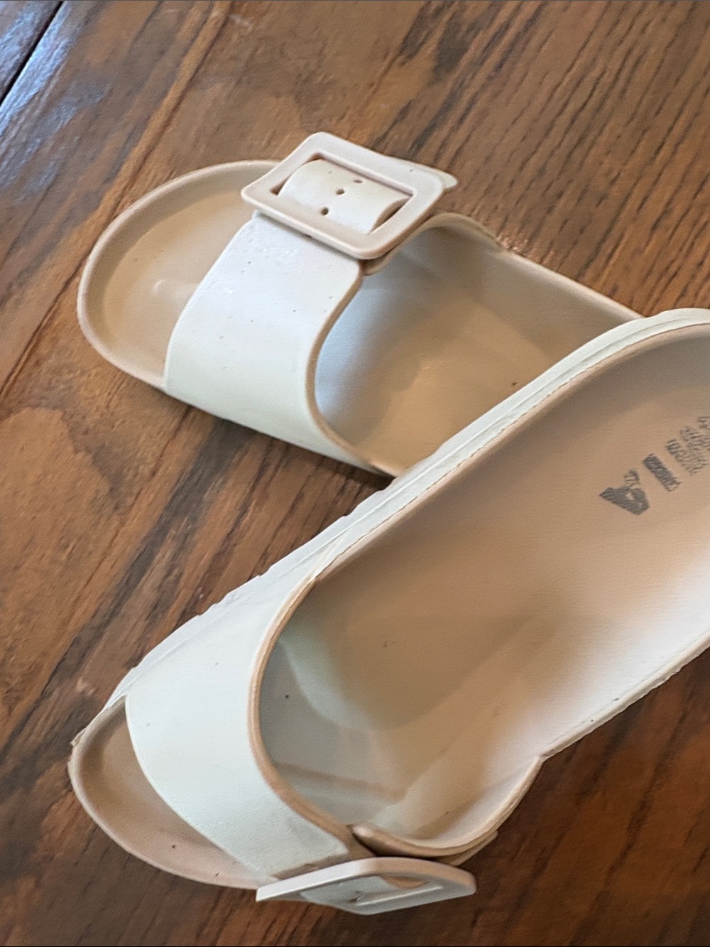 MIA women Cream Slide Sandals with Adjustable Buckle-plastic like crocs. - Picture 3 of 4